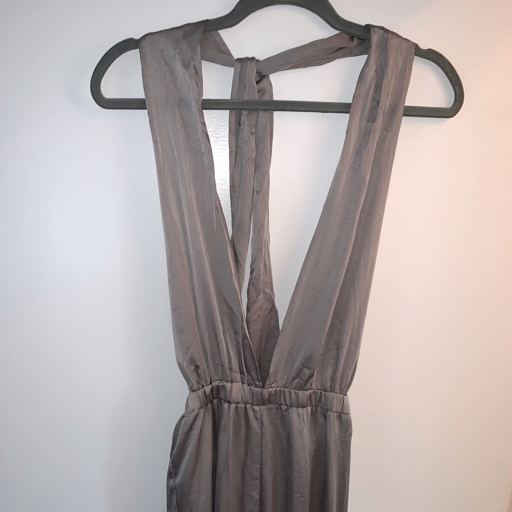 SOLD: Forever21: Silk Silver Jumpsuit